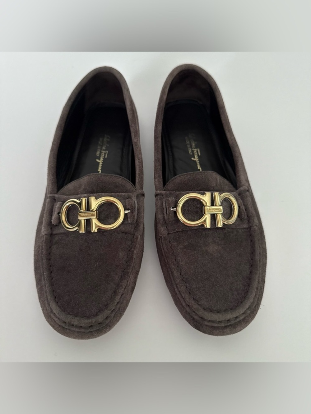 Salvatore Ferragamo Berra Reversible Gancini Suede Drivers Loafers Moccasin